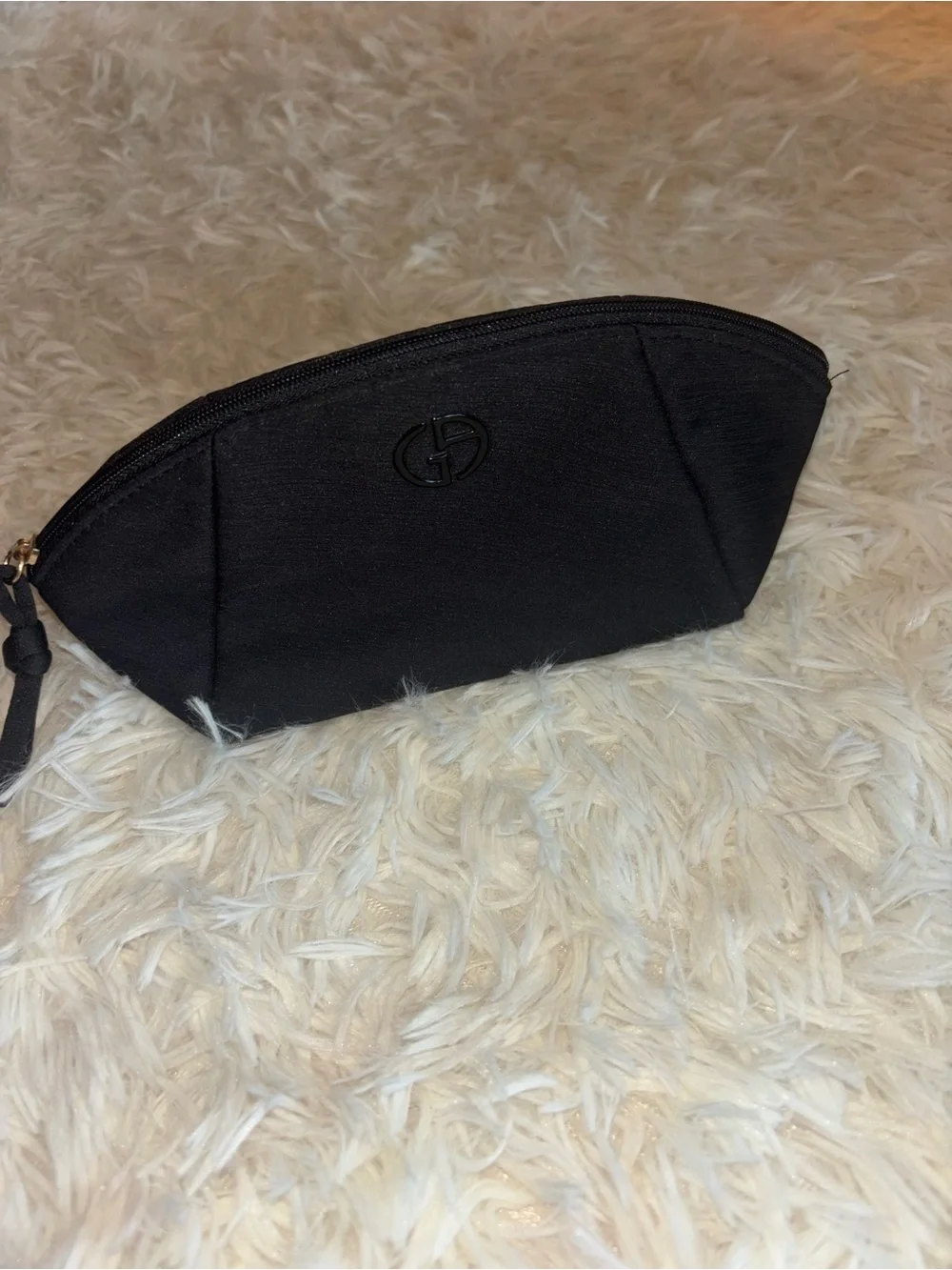 Giorgio Armani black nylon makeup bag NEW